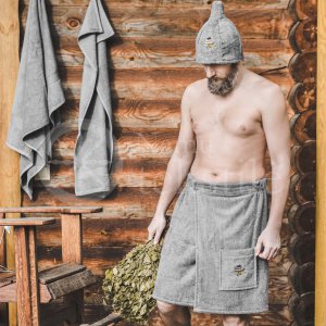 Cotton men's sauna apron ,,Grey"